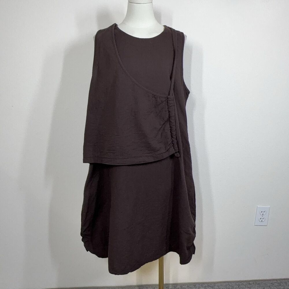 Catharina Dress Womens Medium Brown Tank Swing Boho Casual Lagenlook